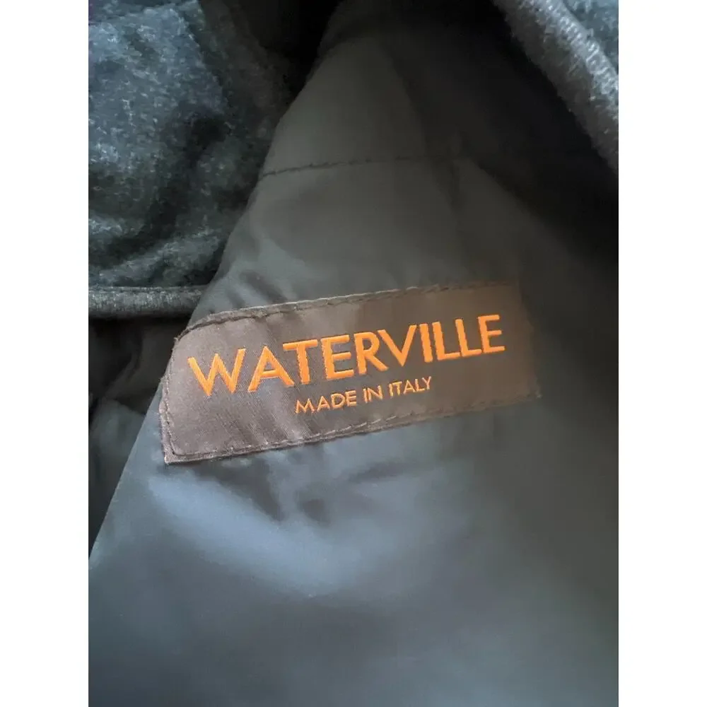 Waterville Made In Italy Mens Charcoal Gray Diamond Quilted Flannel Vest Size XL